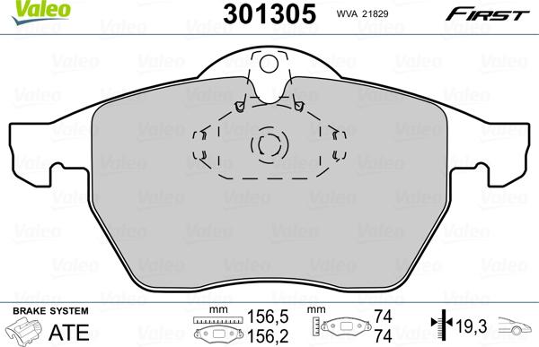 Valeo 301305 - Тормозные колодки, дисковые, комплект www.parts5.com