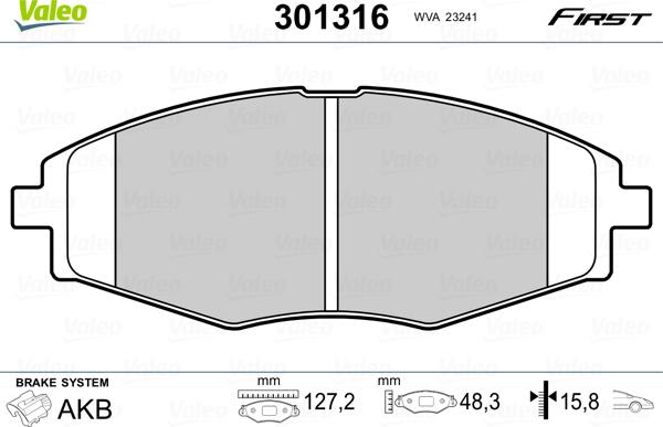 Valeo 301316 - Тормозные колодки, дисковые, комплект www.parts5.com