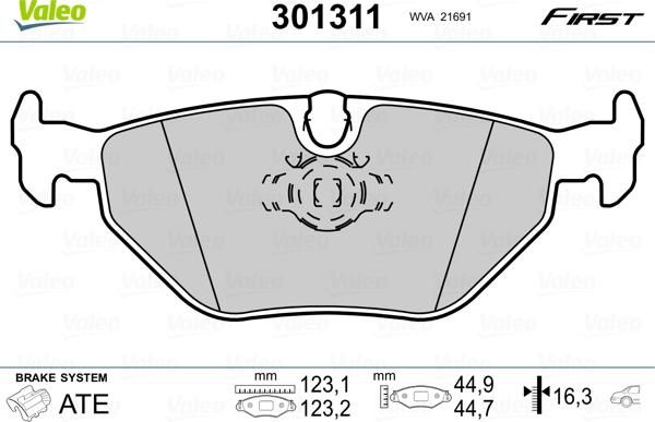 Valeo 301311 - Тормозные колодки, дисковые, комплект www.parts5.com