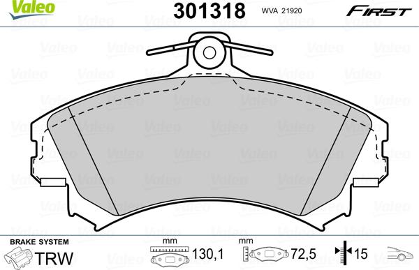 Valeo 301318 - Set placute frana,frana disc www.parts5.com