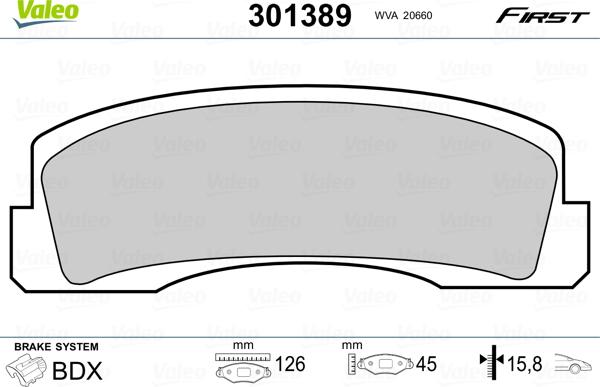 Valeo 301389 - Jarrupala, levyjarru www.parts5.com