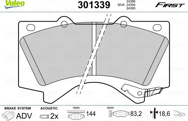 Valeo 301339 - Juego de pastillas de freno www.parts5.com