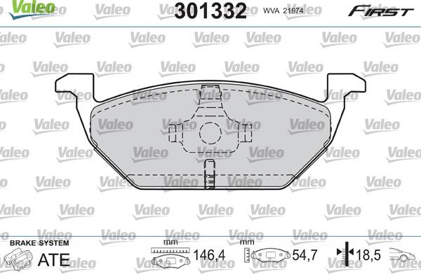 Valeo 301332 - Jarrupala, levyjarru www.parts5.com