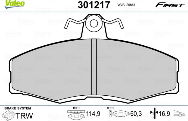 Valeo 301217 - Jarrupala, levyjarru www.parts5.com