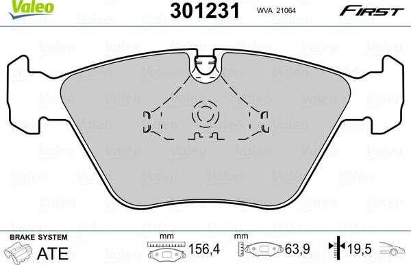 Valeo 301231 - Тормозные колодки, дисковые, комплект www.parts5.com