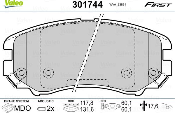 Valeo 301744 - Bremsbelagsatz, Scheibenbremse www.parts5.com