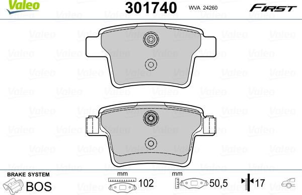 Valeo 301740 - Set placute frana,frana disc www.parts5.com