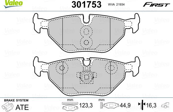 Valeo 301753 - Brake Pad Set, disc brake parts5.com