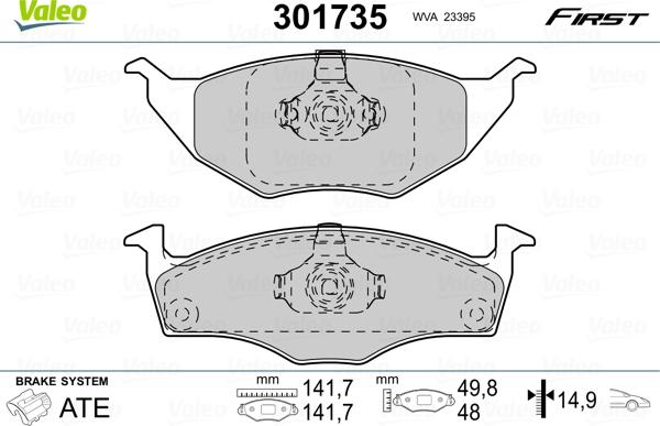 Valeo 301735 - Brake Pad Set, disc brake www.parts5.com