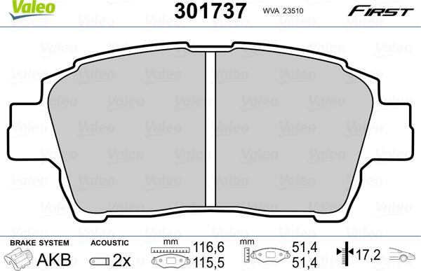 Valeo 301737 - Set placute frana,frana disc www.parts5.com