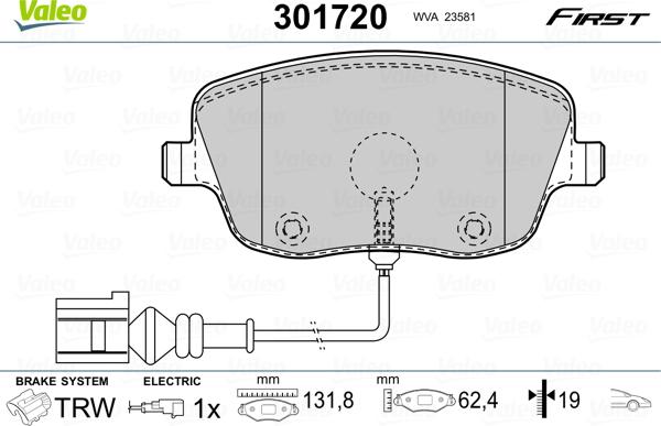 Valeo 301720 - Set placute frana,frana disc www.parts5.com