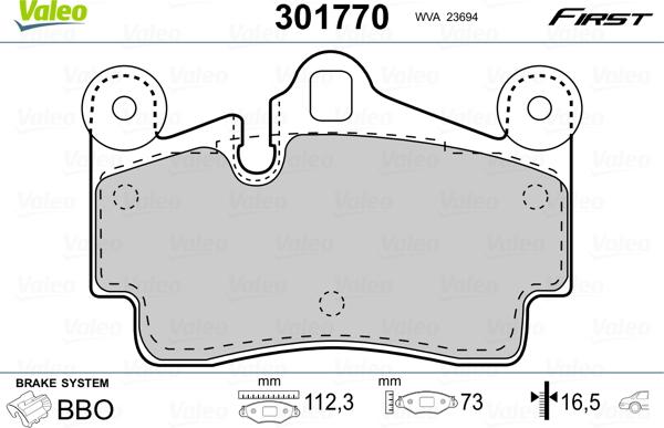 Valeo 301770 - Brake Pad Set, disc brake www.parts5.com