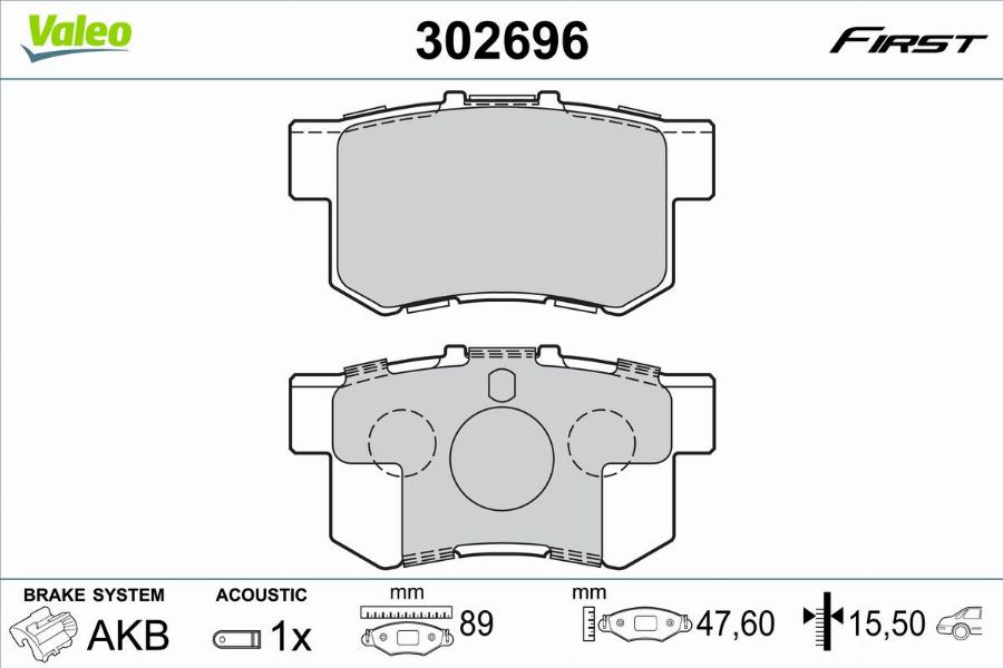 Valeo 302696 - Sada brzdových destiček, kotoučová brzda www.parts5.com