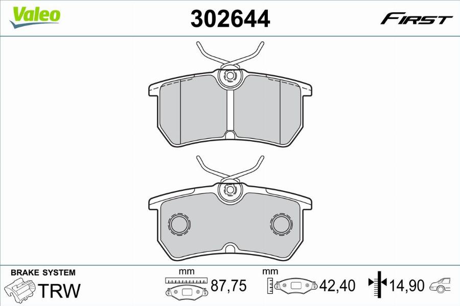 Valeo 302644 - Brake Pad Set, disc brake www.parts5.com