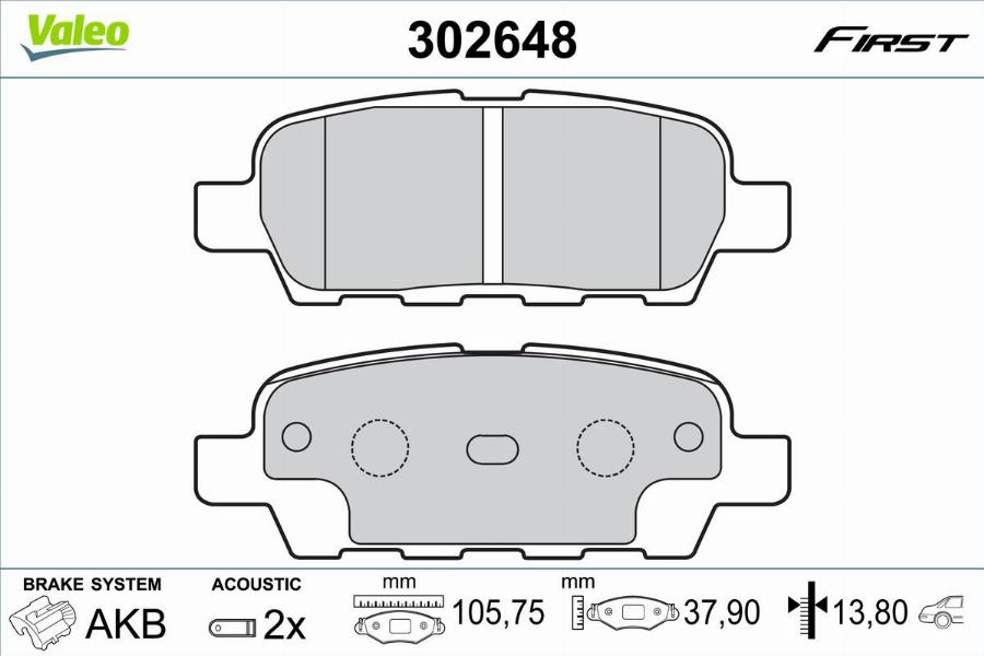 Valeo 302648 - Brake Pad Set, disc brake www.parts5.com