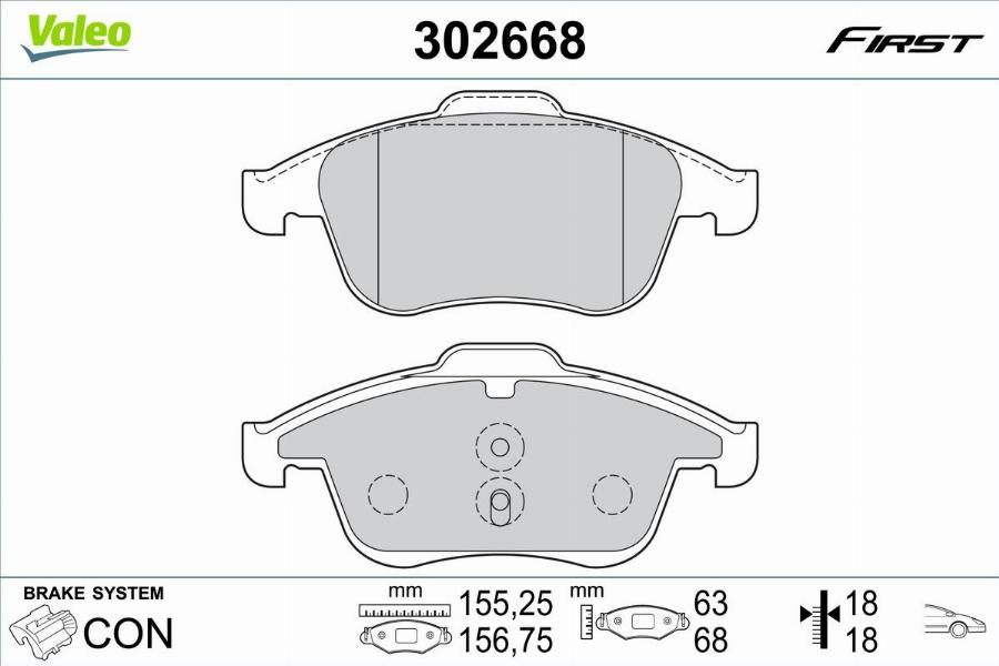 Valeo 302668 - Тормозные колодки, дисковые, комплект www.parts5.com