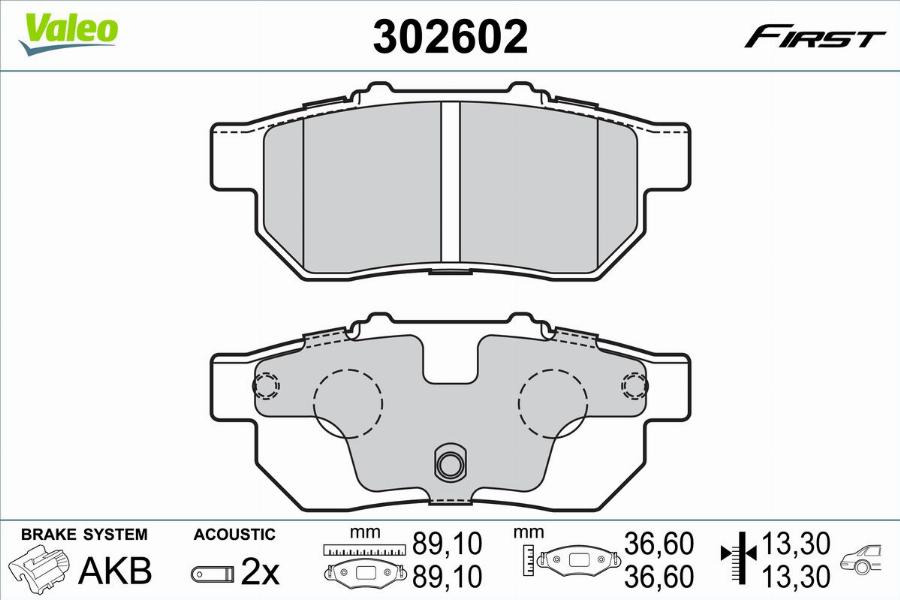 Valeo 302602 - Sada brzdových destiček, kotoučová brzda www.parts5.com