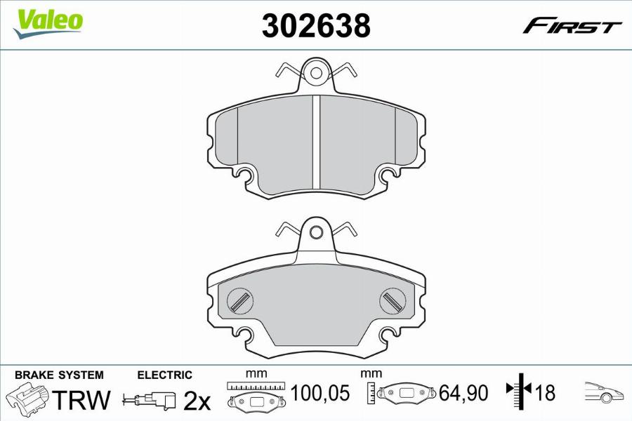 Valeo 302638 - Fren balata seti, diskli fren www.parts5.com