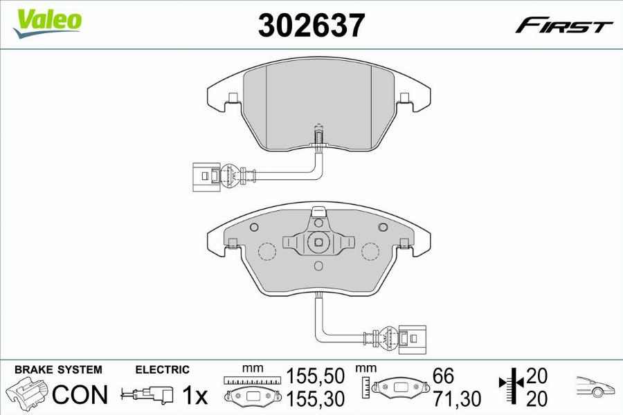 Valeo 302637 - Brake Pad Set, disc brake www.parts5.com