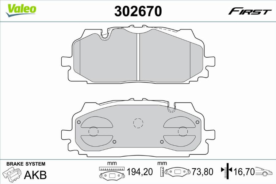 Valeo 302670 - Brake Pad Set, disc brake www.parts5.com