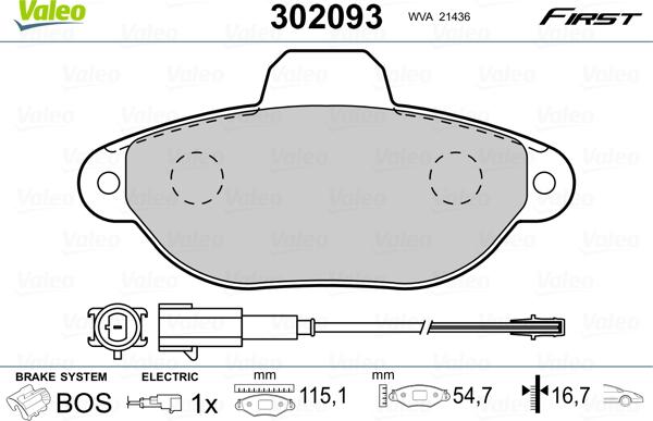 Valeo 302093 - Bremsbelagsatz, Scheibenbremse www.parts5.com