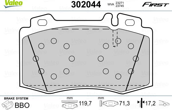 Valeo 302044 - Brake Pad Set, disc brake www.parts5.com