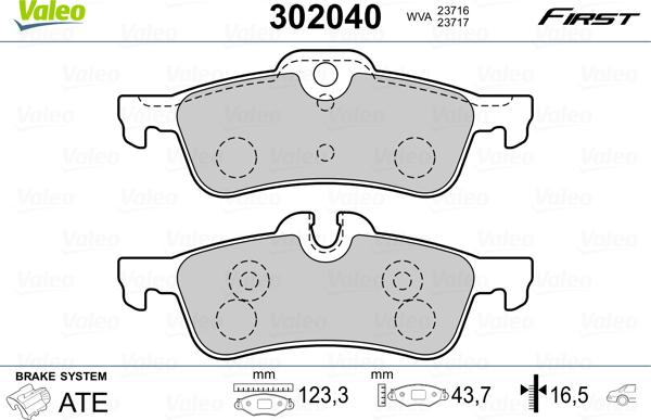 Valeo 302040 - Brake Pad Set, disc brake www.parts5.com