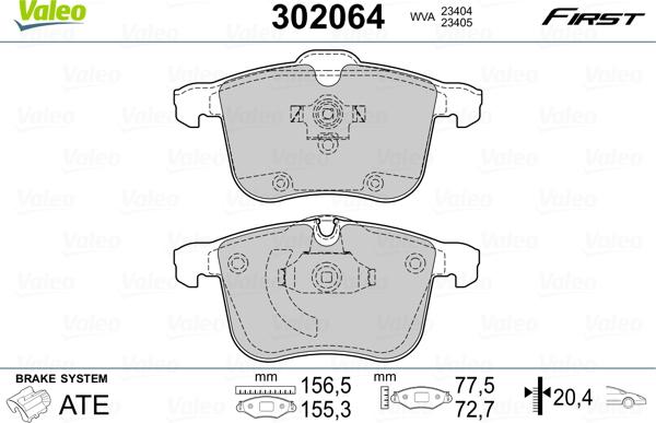 Valeo 302064 - Kit de plaquettes de frein, frein à disque www.parts5.com