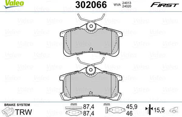 Valeo 302066 - Set placute frana,frana disc www.parts5.com