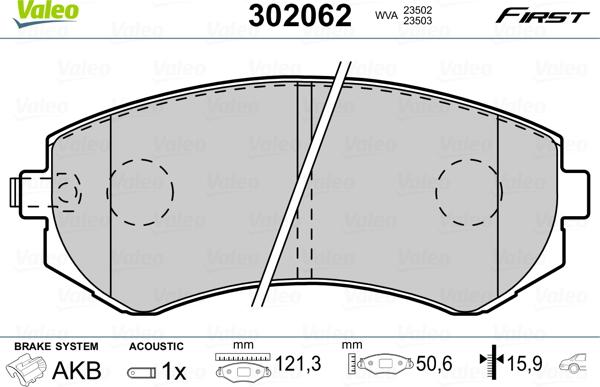 Valeo 302062 - Тормозные колодки, дисковые, комплект www.parts5.com