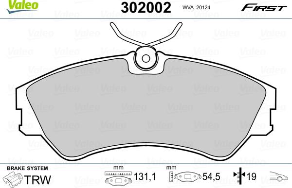 Valeo 302002 - Zestaw klocków hamulcowych, hamulce tarczowe www.parts5.com