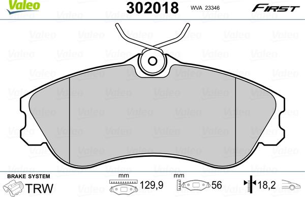 Valeo 302018 - Juego de pastillas de freno www.parts5.com