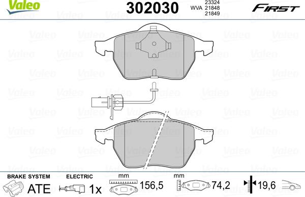 Valeo 302030 - Zestaw klocków hamulcowych, hamulce tarczowe www.parts5.com