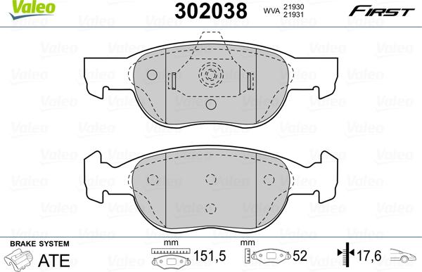 Valeo 302038 - Set placute frana,frana disc www.parts5.com