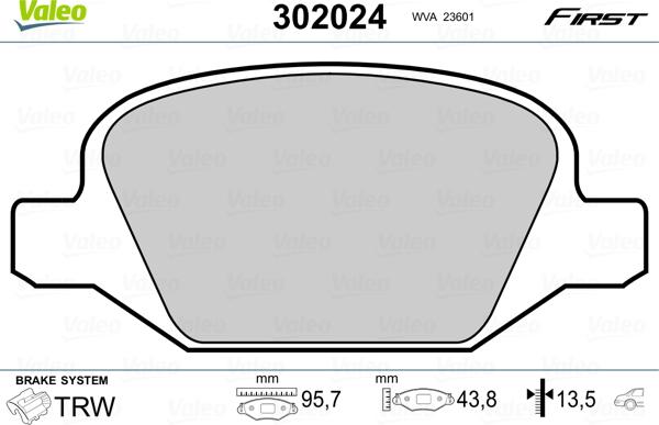 Valeo 302024 - Juego de pastillas de freno www.parts5.com