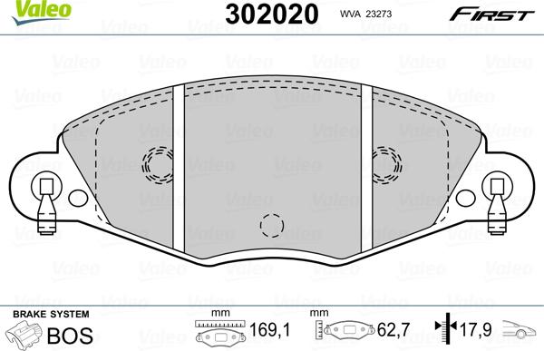 Valeo 302020 - Bremsbelagsatz, Scheibenbremse www.parts5.com