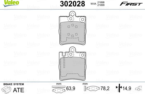 Valeo 302028 - Σετ τακάκια, δισκόφρενα www.parts5.com