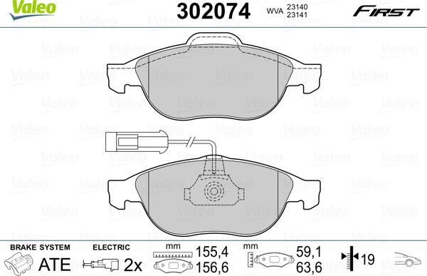 Valeo 302074 - Brake Pad Set, disc brake parts5.com