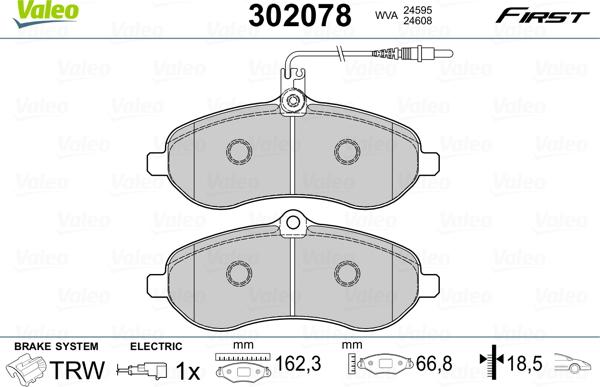 Valeo 302078 - Brake Pad Set, disc brake parts5.com