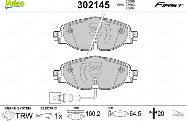 Valeo 302145 - Juego de pastillas de freno www.parts5.com