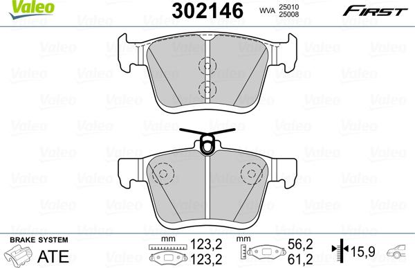 Valeo 302146 - Brake Pad Set, disc brake parts5.com