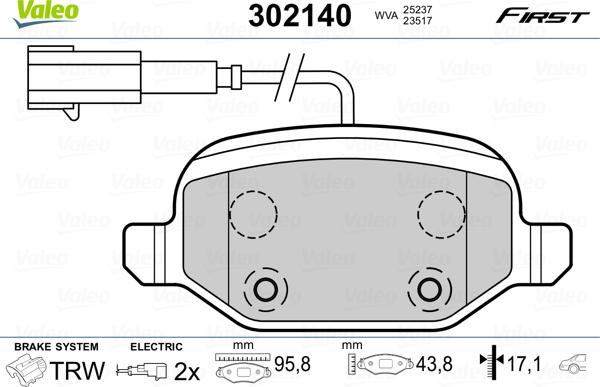 Valeo 302140 - Juego de pastillas de freno www.parts5.com