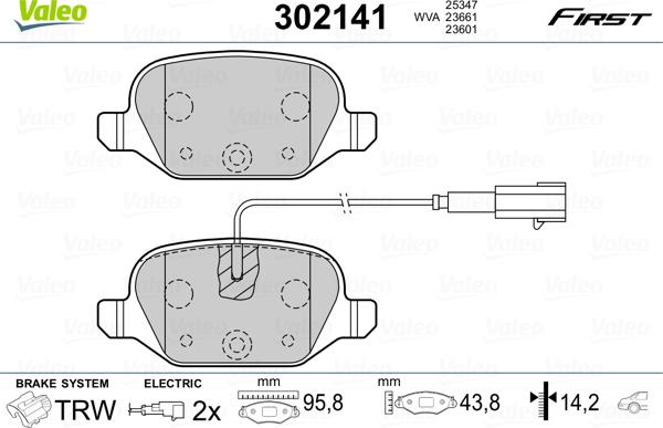 Valeo 302141 - Juego de pastillas de freno www.parts5.com