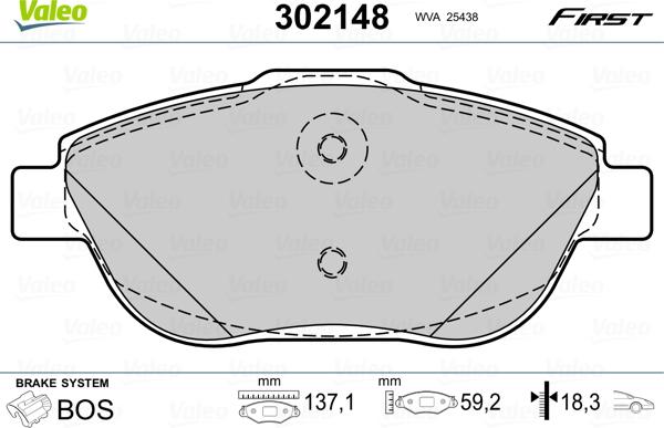 Valeo 302148 - Juego de pastillas de freno www.parts5.com