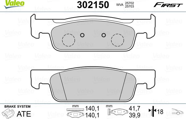 Valeo 302150 - Brake Pad Set, disc brake www.parts5.com