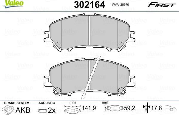 Valeo 302164 - Set placute frana,frana disc www.parts5.com