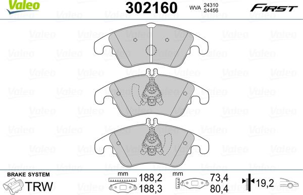 Valeo 302160 - Σετ τακάκια, δισκόφρενα www.parts5.com