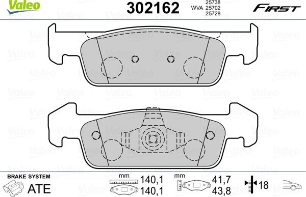 Valeo 302162 - Piduriklotsi komplekt,ketaspidur www.parts5.com