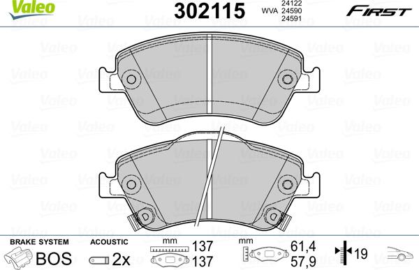 Valeo 302115 - Set placute frana,frana disc www.parts5.com