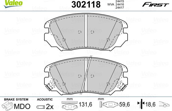 Valeo 302118 - Set placute frana,frana disc www.parts5.com